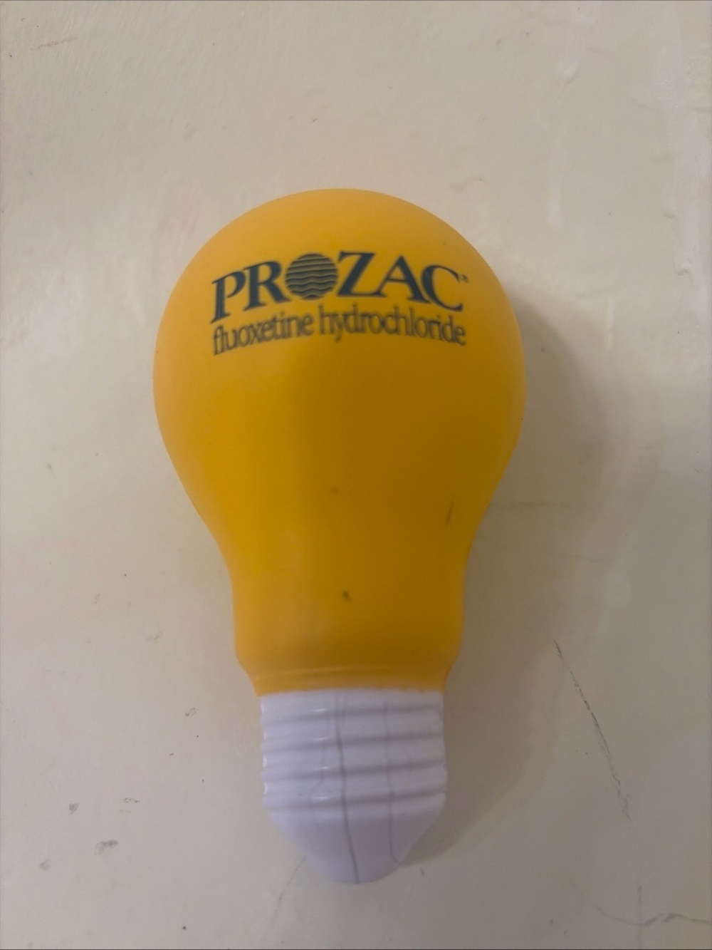 Prozac Branded Yellow Stress Ball - Lightbulb Shape